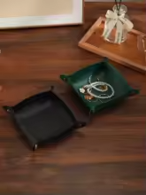Snap-Corner Vegan Leather Valet Tray