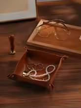 Snap-Corner Vegan Leather Valet Tray