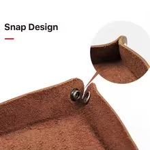 Full-Grain Leather Snap Tray, Square
