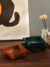 Snap-Corner Vegan Leather Valet Tray