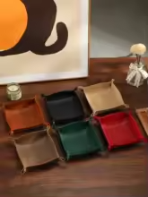 Snap-Corner Vegan Leather Valet Tray